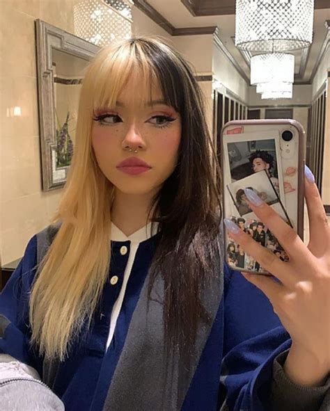 Lina On Instagram “mee Moo Moop” Split Dyed Hair Half Colored Hair Dyed Blonde Hair
