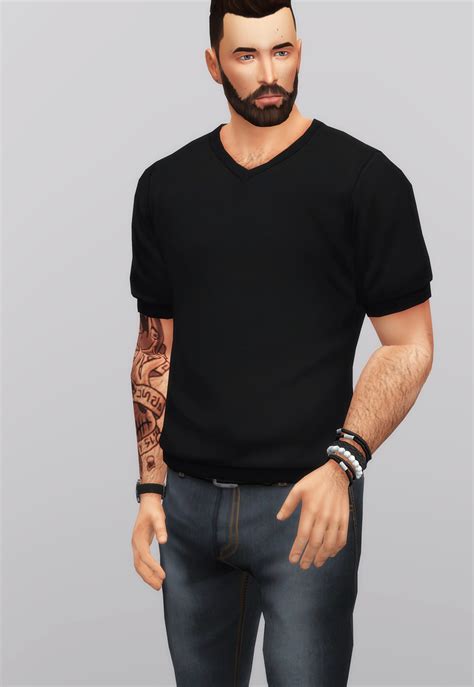 S4 V Neck T Shirt Ii 20 Color 네이버 블로그 Sims 4 Clothing V Neck