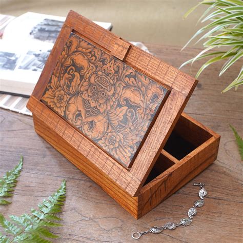 Unicef Market Hand Carved Wood Decorated Jewelry Box From Indonesia