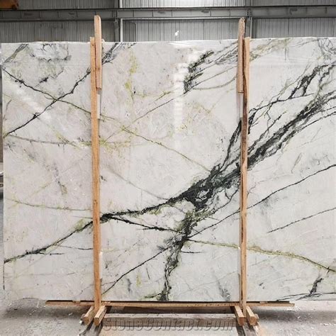 Natural White Marble With Green Veins Marble Slab From China