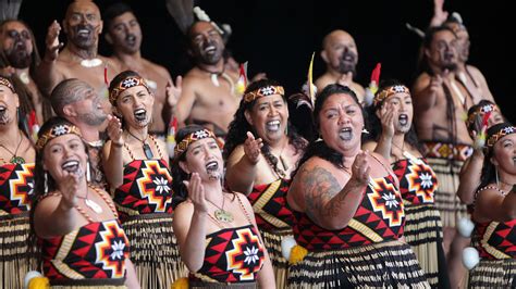 New Zealand Maori Women Of A Kapa Haka Group Wearing Traditional Dress