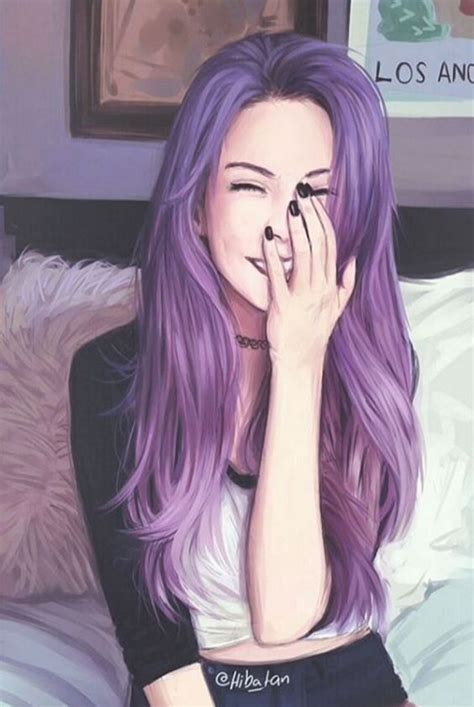 Pin By Eleanor Chan On Nghệ Thuật Digital Art Girl Art Girl Purple Hair