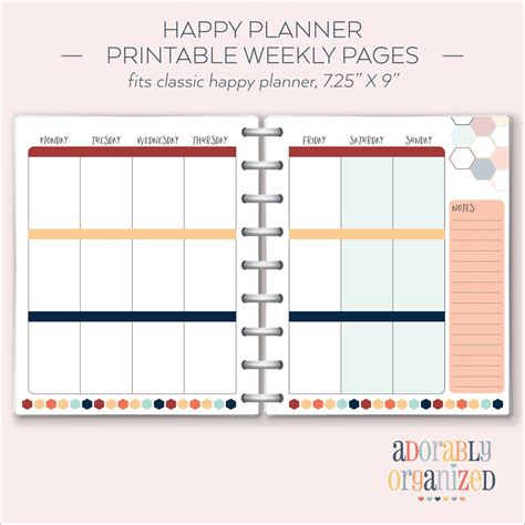 Happy Planner Printable Weekly Planner Refills Inserts X Etsy