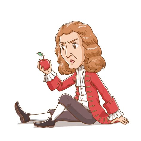 Personaje De Dibujos Animados De Sir Isaac Newton Mirando Manzana