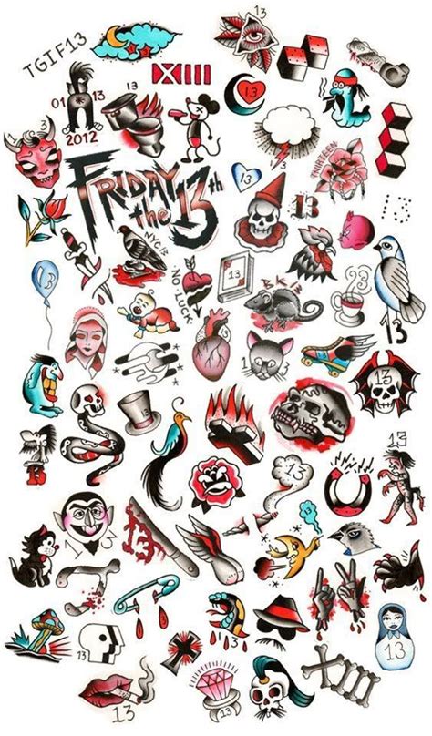 The tattoo marks in different styles. friday the 13th tattoos - Google Search | Тату с числом 13 ...