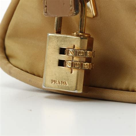 Prada Top Handle Bag In Beige Tessuto Nylon Ebth