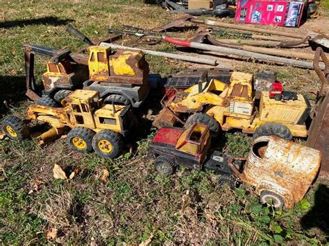 Assorted Old Metal Toy Trucks And Trailers Mcpherson Auction Realty
