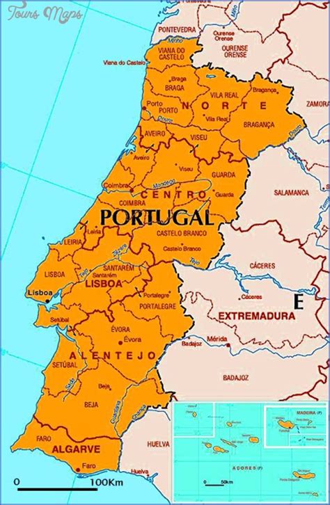 Rocky, rugged atlantic coasts where salt spray mists the air…green hills and winding country roads…medieval towns perched above deep romance, culture and adventure awaits in portugal. Portugal Map - ToursMaps.com