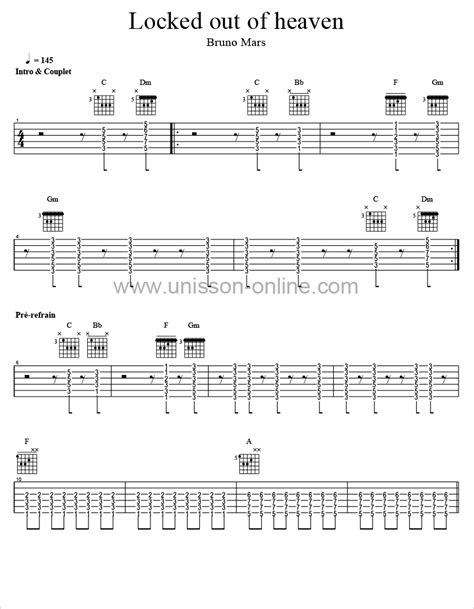 Locked Out Of Heaven Tab Guitar Pro Bruno Mars Unisson Online