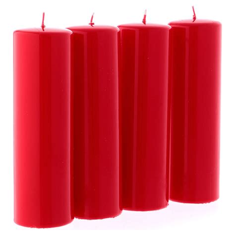 Red Pillar Candle For Advent Set Of 4 6x20 Cm Online Sales On