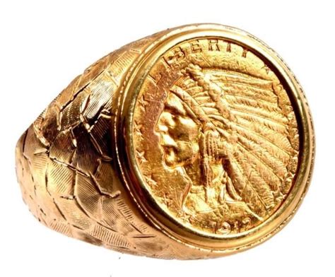 1912 Indian Head 2 12 Gold Coin Ring