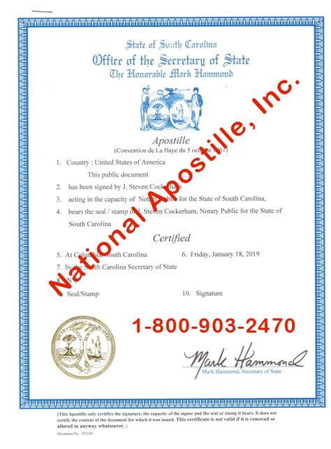 Agents statement of change of registered office address. South Carolina Apostille Example