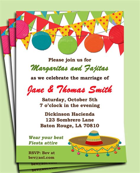 Mexican Fiesta Invitation Template Free 5 X 7 Invitation And Envelope