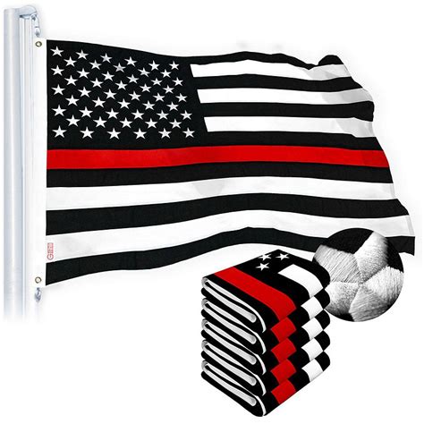G128 Thin Red Line Flag Embroidered 2x3 Ft 5 Pack Heavy Duty 220gsm