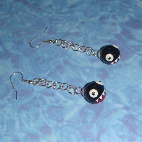 Nintendo Chain Chomp Earrings By Theclaycollection On Etsy Chain