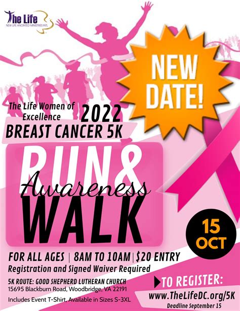 New Date Womens Ministry 5k Breast Cancer Awareness Walkrun The