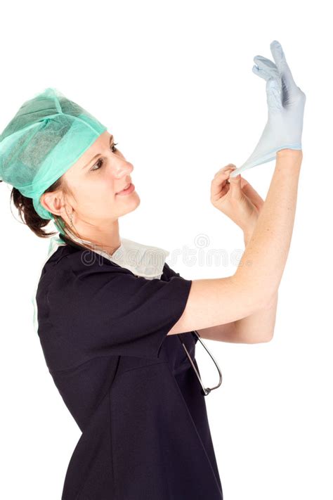 Female Surgeon Nurse Putting Sterile Gloves Stock Photos Free