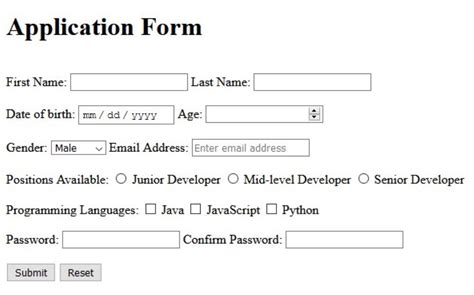 How To Create A Form In Html Javatpoint
