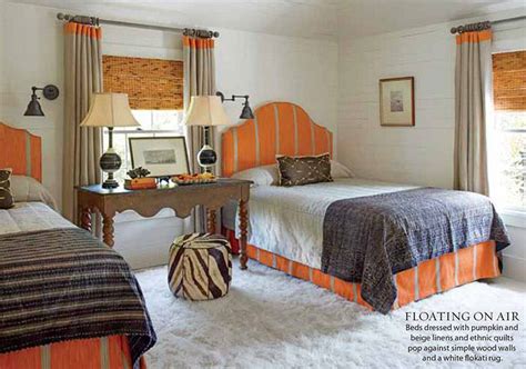 Beyond beige interior design, www.beyondbeige.com ph: Pumpkin Orange and Beige Twin Bedroom - Interiors By Color