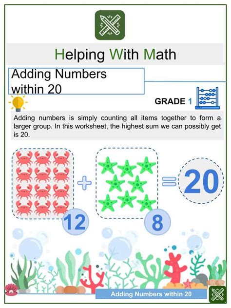 adding numbers   st grade math worksheets answer key