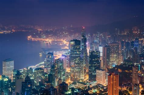 Amazing View On Hong Kong City Skyline From The Victoria