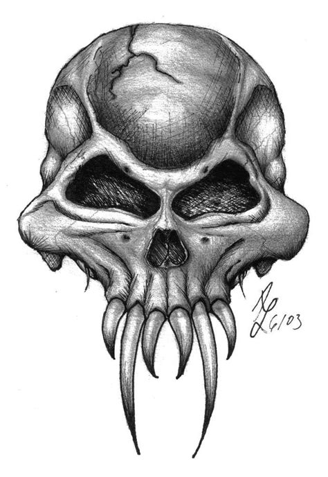 Demon Skull By Puffnstuff626 Cool Skull Drawings Skull Art Drawing