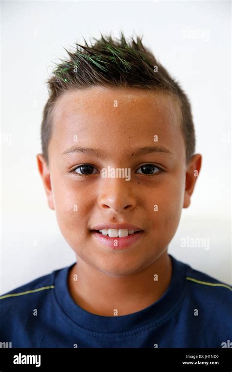 9 Year Old Boy With Green Hair Italy Stock Photo Alamy
