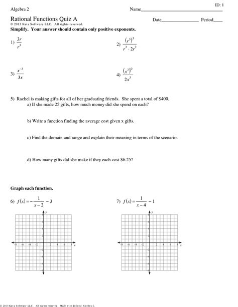 Eleventh Grade Lesson Rational Functions Quiz Betterlesson
