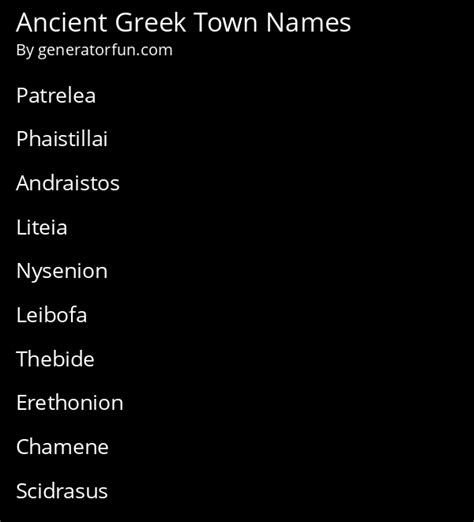 Ancient Greek Town Name Generator Generate A Random Ancient Greek