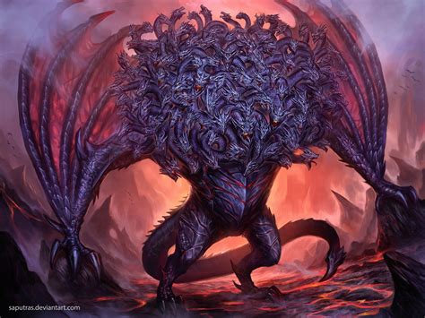 Artstation Ladonthe 100 Headed Dragon Yosi Saputras Fantasy