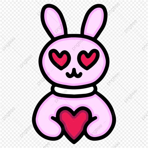 Valentines Day Hearts Clipart Vector Illustration Of Kawaii Bunny