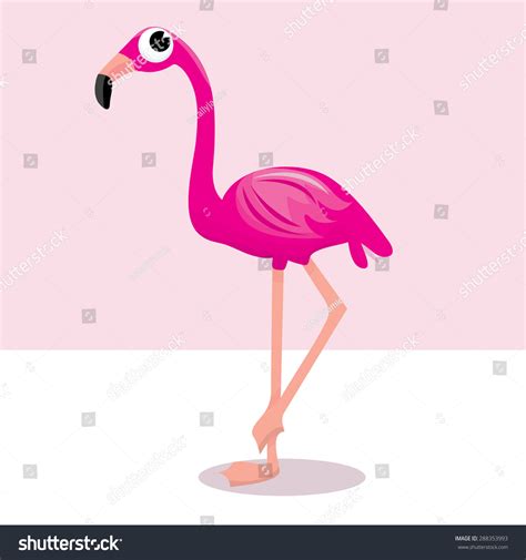Vector Cartoon Cute Pink Flamingo Illustration Stock