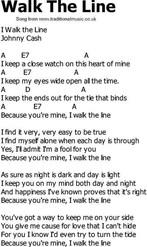 Old Country Song Lyrics With Chords Walk The Line