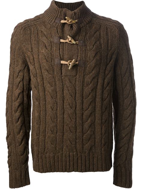 Polo Ralph Lauren Cable Knit Pullover Sweater In Brown For Men Lyst