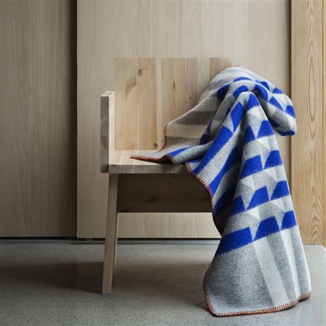 Roros Tweed Roros Tweed Kvam Norwegian Wool Blanket Blue 53 X 79