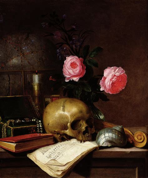 Still Life With A Skull Oil On Canvas Photograph By Letellier Fine