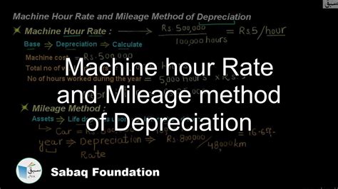 Machine Hour Rate And Mileage Method Of Depreciation Accounting