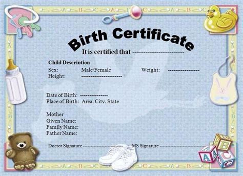 Birth Certificate Template Graphics And Templates Inside Unique Cute