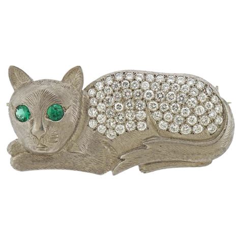 Lalique Green Frosted Glass Pussy Cat Brooch At 1stdibs Lalique Cat