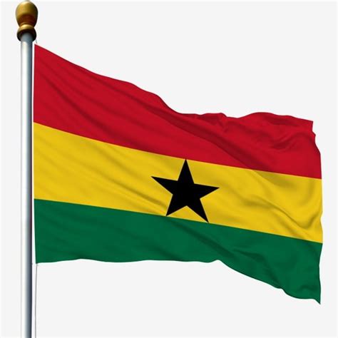 Republic Of Ghana National Flag Waving Flag Flagpole Flag Flagpole
