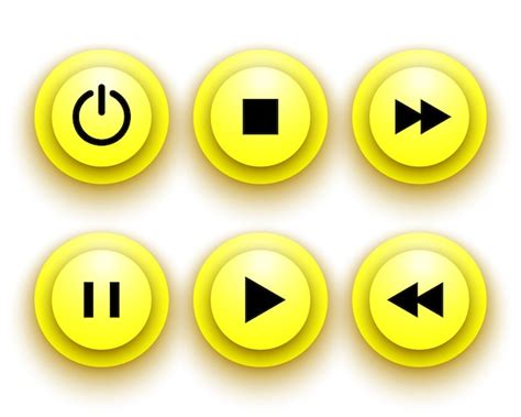 premium vector yellow buttons for player stop play pause rewind fast forward power