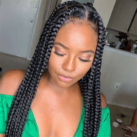 Here's how it is knotless braids are a new way you can achieve the low maintenance fashionable style we all love. 💚Jumbo Knotless braids by me 💚 Natural & LAID #dmvstylist ...