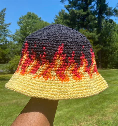Crochet Pattern Flame Bucket Hat Original Pattern Etsy