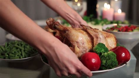Roasted Turkey Serving On Thanksgiving Table Stock Video Footage Storyblocks