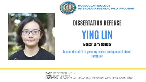 Mbidp Student Defense Ying Lin Zipursky Lab Molecular Biology