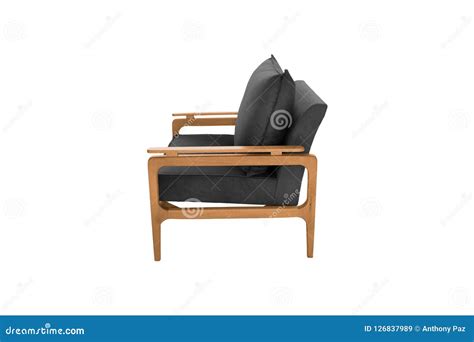 Black Fabric And Wood Armchair Modern Designer Stock Image Image Of