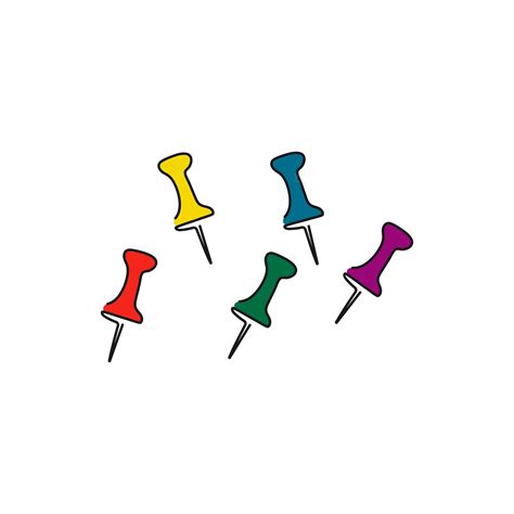 Premium Vector Set Of Multi Colored Push Pins Line Art Collection