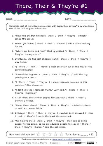 There Their Theyre Worksheets Dyslexic Learners Year 5 Year 6 Ks2
