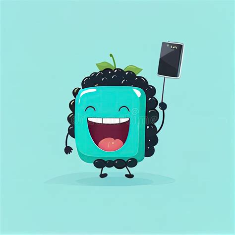 Cute Blackberry Cartoon Character Laughs Cartoon Style Modern Simple