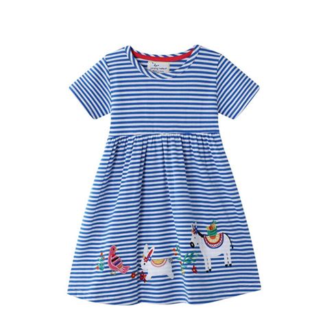 Jumping Meters Summer Striped Baby Girls Dresses 100 Cotton School